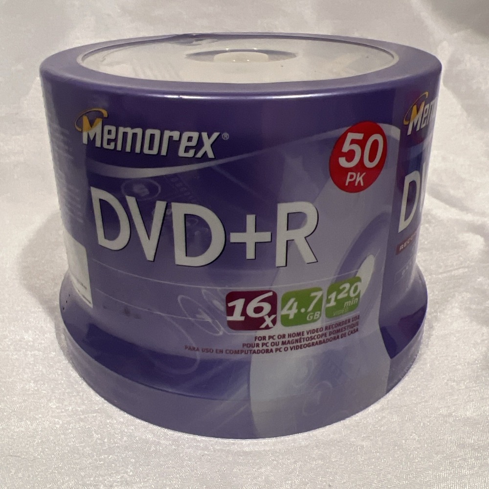 Memorex 50 Pack DVD+R 16X, 4.7GB, 120‎ Min. Recordable NEW SEALED
